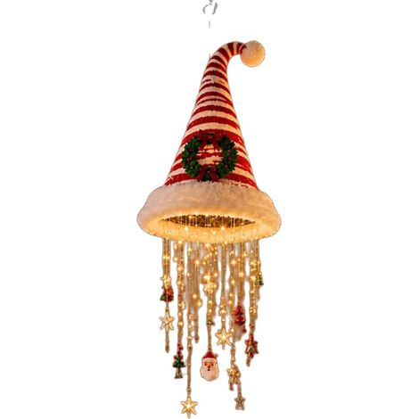 Lámpara colgante con forma de gorro de Papá Noel con bombillas LED, ideal para fiestas navideñas y otras ocasiones especiales en casa. (1/5)
