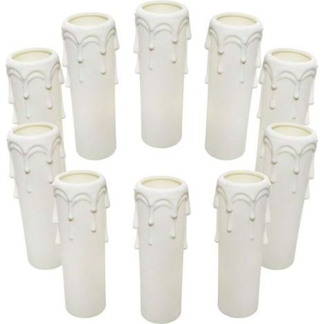 Paquet de 10 bougies gouttes gouttes en plastique couvre les tubes pour lustre lumière pendants luminaires blanc (1/5)