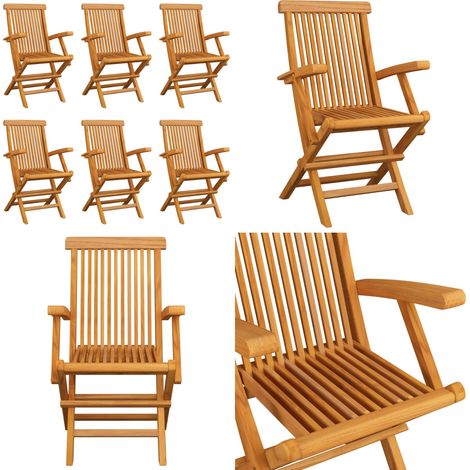 Klappbare Gartenstühle 6 Stk. Massivholz Teak - Gartenstühle - Teakholzmöbel - Outdoormöbel - Balkonmöbel - Terrassenmöbel - Home & Living (1/5)