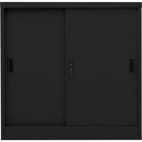 vidaXL Armadio per Ufficio Anta Scorrevole Nero 90x40x90cm