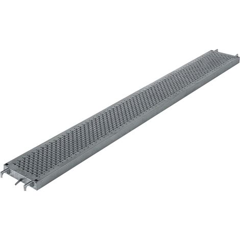 Echafaudages Stéphanois – Plateau échafaudage 2m x 0,30m – Plancher antidérapant conforme EN 12811 – Charge admissible 300 Kg/m² – Tubes soudés pour manipulation facile