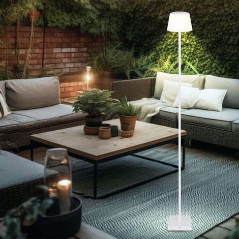 Stehlampe Stehleuchte Standleuchte Beistellleuchte Außenlampe mit Touchdimmer, Metall Kunststoff weiß, Akku CCT USB, LED 4W 200Lm 3000K, 4000K, 5000K, H 120 cm