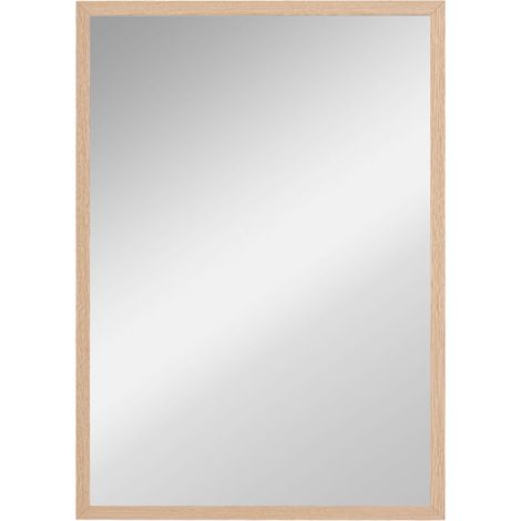 Miroir mural 50 x 70 cm, miroir décoratif avec 4 crochets, miroir rectangulaire pour chambre, salle de bain (1/5)