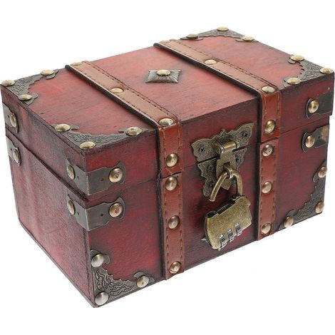 Große Schmuckschatulle im Vintage-Stil, dekorative Schatulle mit Schloss, Schmuckaufbewahrung – 18 x 11 x 10 cm – Rot (1/3)