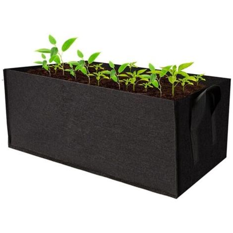 Rechteckige Pflanzsäcke mit atmungsaktiven Filzgriffen für Karotten, Zwiebeln, Kräuter, Blumen und Gemüse, 50 × 30 × 20 cm, 1 Stück. (1/4)
