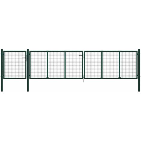 Portail de jardin en acier vert 500 x 75 cm (1/5)