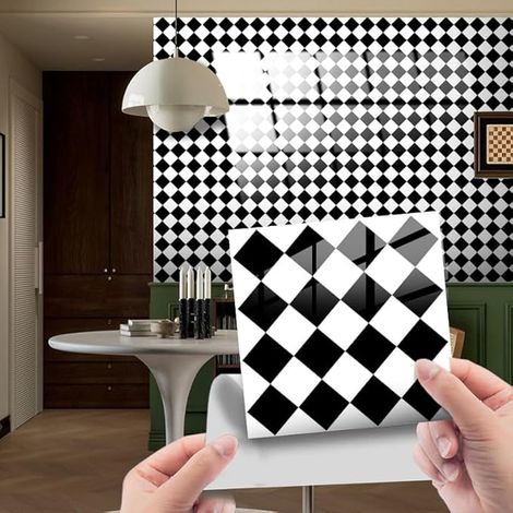 Lot de 24 autocollants pour carrelage mural en mosaïque - Couche de cristal - 15 x 15 cm - En PVC - Papier peint autocollant - Étanche - Pour cuisine, armoire, meuble, table (1/5)