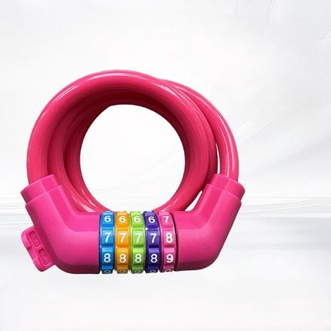 Candado para bicicleta con números para niños (10 mm x 1,2 m), candado de cable antirrobo con combinación de código, accesorios para bicicleta (1/5)