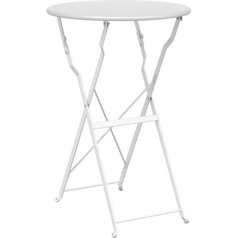Table de jardin,Table bistrot Blanc Ø50x71 cm Acier revêtu de poudre CFW56881 (1/5)