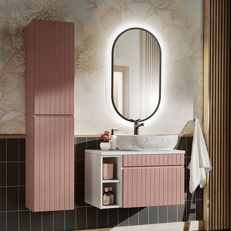 Set di mobili da bagno con lavabo Zelie rosa 80cm (1/5)