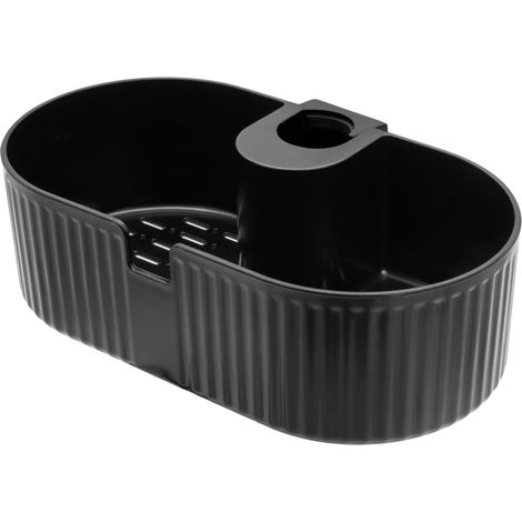 Duschablage ohne Bohren schwarz - 24 x 13 cm - Duschregal für Duschstange Kunststoff Bad Organizer stabil wasserfest mit Abtropflöchern für Shampoo und Duschgel
