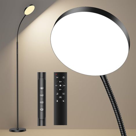 Luminaire sur pied NOVA Lampe LED dimmable avec télécommande 4 températures de couleur et 4 niveaux de luminosité Minuterie 30 min et 1 heure 18W Noir pour chambre, salon, bureau (1/5)