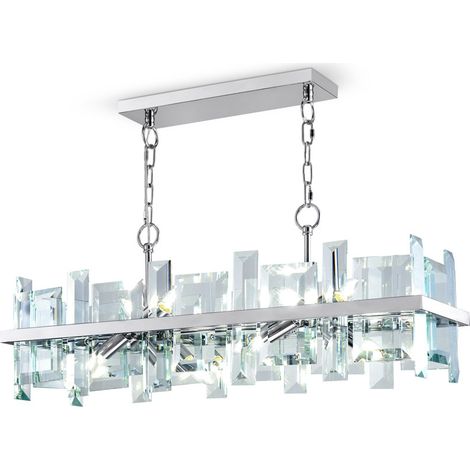 Lampadario Contemporaneo Cerezo Metallo Cromo 8 Luci Diffusori Vetro E Metallo (1/4)