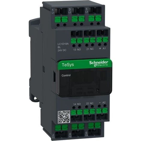 Contattore TeSys Deca 3P 18A AC-3 bobina 24Vdc snap-in - LC1D18ABL