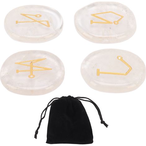 Lot de 12 Pierres de Runes Blanches Portables pour Guérison, Équilibre des Chakras, Reiki et Méditation (1/5)