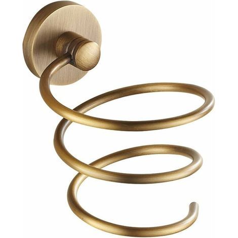 Klassischer Haartrocknerhalter aus gebürstetem Messing, Haartrockner-Aufbewahrungsständer, formschönes Wandmontage-Design im europäischen Stil, Badezimmeraccessoires – Retro, Antik-Kupfer (1/5)
