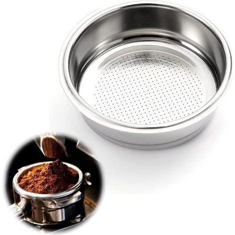 Filtro de café de acero inoxidable para máquina de espresso，Cesta coladora de 51 mm，accesorios para café，apto para Delonghi y Breville (1 taza) (1/5)