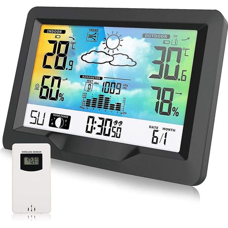 Station météo sans fil, station météo radio avec capteur extérieur, station météo radio multifonction (1/5)
