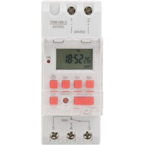 DC 24 V, 30 A, temporizador semanal con pantalla LCD, ajustable a 12/24 horas, relé programable para encender/apagar, temporizador. (1/4)