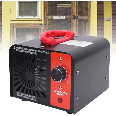 Ozongenerator-Luftreiniger mit Geruchsneutralisierung, 120-Minuten-Timer, multifunktional für Räume von 185 bis 418 m² (Zimmer, Wohnung, Haustierbereich, Auto, Kleiderschrank), 60.000 mg, EU-Stecker,