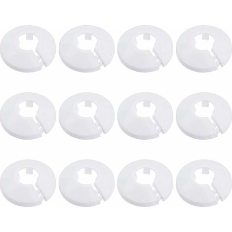 12 Pcs Cache Tuyau, Cache Tuyau Plomberie Collier Radiateur, Manchon Radiateur pour Tuyau Rosace Ronde Blanche Diamètre de 15 mm (Blanc) (1/5)