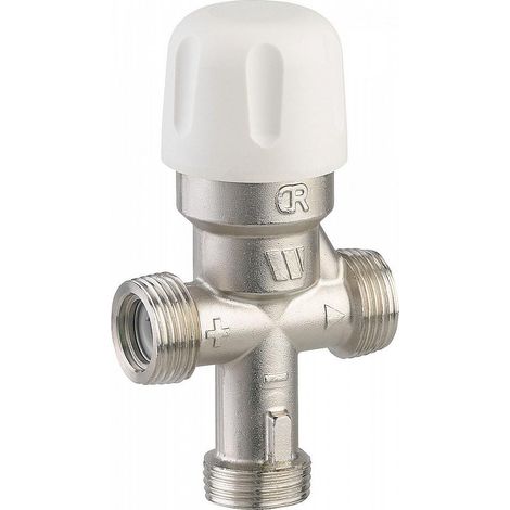Watts – Régulateur Limiteur Thermostatique mâle 3/4'' – Corps laiton sans nickel – Raccords avec filtres et clapets anti-retour – Sécurité anti-brûlure