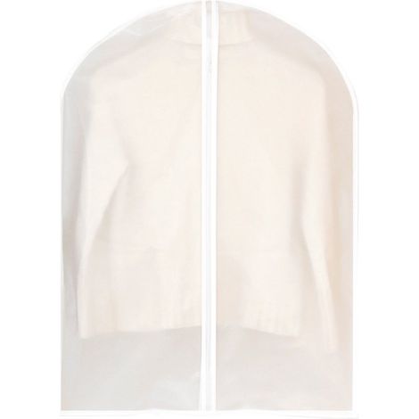 pièces - Housse à vêtements - Housse à vêtements - Sac de rangement pour vêtements - Sacs à vêtements - Sac de rangement - 60 x 140 cm - blanc - avec fermeture éclair - pour ranger les vêtements dans (1/5)