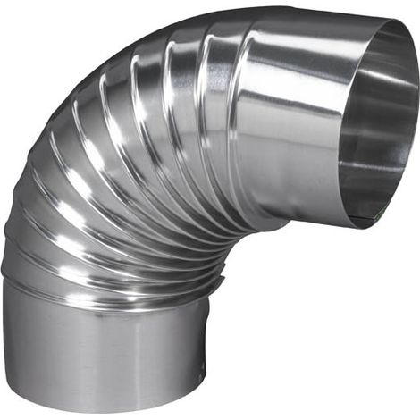 TEN – Coude EQ90° plissé aluminium Ø153 – Raccord fumisterie – Emboîtement 6 cm – Angle 90° – Qualité A5 99,5