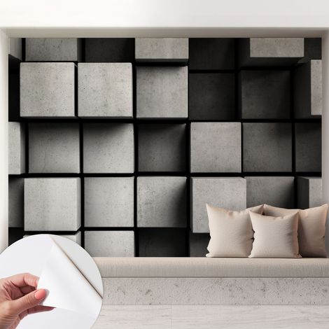 Fototapete Selbstklebend - Wanddekoration - Wandfolie - 3D Tapete Wand - Wohnungsdeko Geometrische Würfel 208x146 cm (1/5)