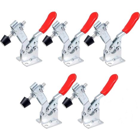 Lot de 5 tendeurs à levier à genou Petit serrage rapide, capacité de 90 kg, levier de serrage, force de maintien horizontal, pince à bascule, outils manuels pour produits faits à la main (1/5)