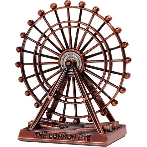 Miniature Ferris Wheel London Eye - Statue Décor Fer Rétro - Modèle Ferris Wheel Ornament - Fer Blanc Doré Cuivre Rouge Argent 6.5x4x9.5cm 100g 1pc (1/5)