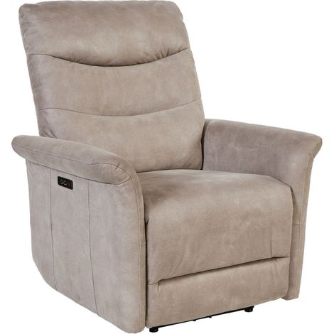 Fauteuil relax électrique tissu microfibre taupe - PYLOS