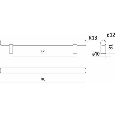 Rail DE-U-8, chrome satiné, 320 mm