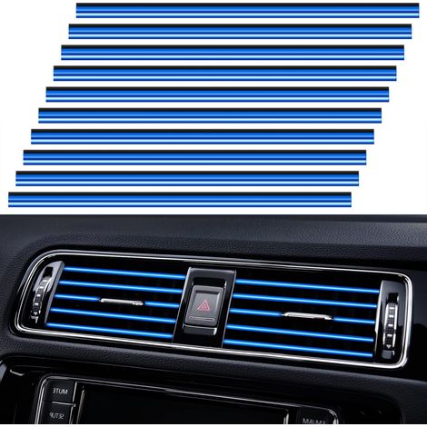 Lot de 20 bandes décoratives universelles pour grilles d'aération de climatisation automobile, étanches, flexibles et brillantes, pour tous les types de bouches d'aération, bleu B (1/5)
