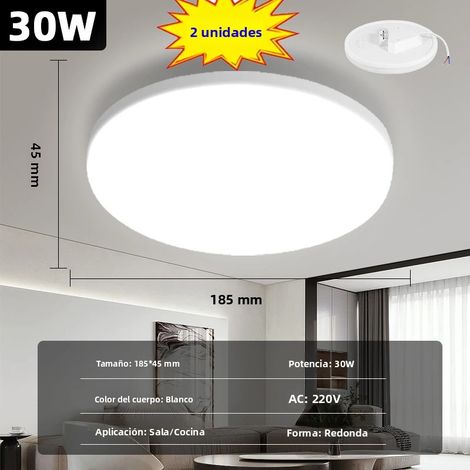 (Lumière naturelle 30 W, lot de 2) Plafonnier LED rond moderne, éclairage PVC à économie d'énergie (1/5)