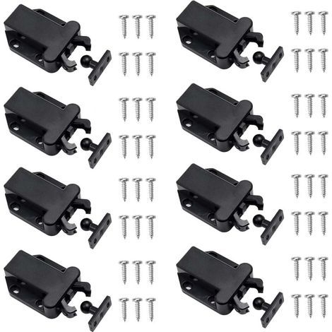 8 Pieces Touch Release Latches Push Latches Non-Magnetic Door Latches for Cupboard Furniture Wardrobe Door Black Touch Latch (1/5)