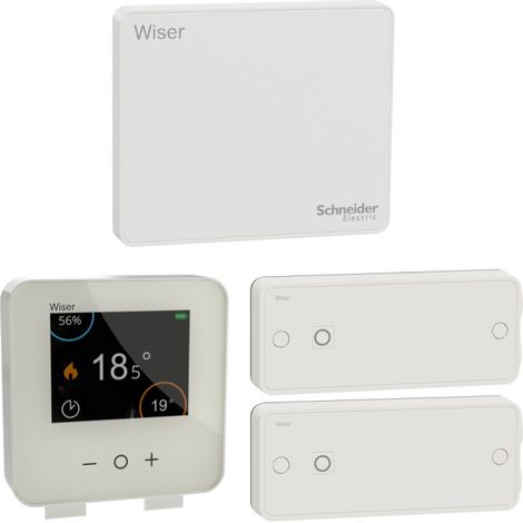 Schneider Electric – Kit thermostat connecté pour 2 radiateurs électriques – Gestion de chauffage intelligent – Relais et température ambiante inclus (1/6)