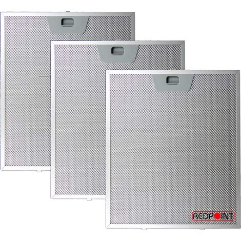 REDPOINT® KIT 3 pcs. FILTRI ALLUMINIO per CAPPE FABER mm.253 x 300 x 8 con Attacchi inferiori