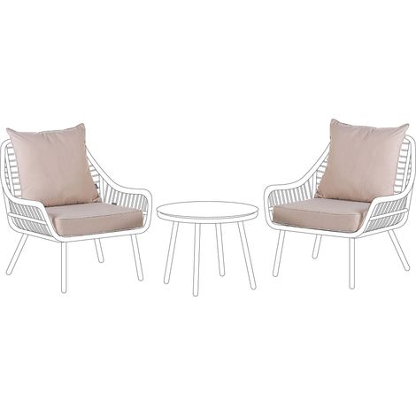 Conjunto de fundas de cojín para exterior cojines de asiento y respaldo beige Laureto
