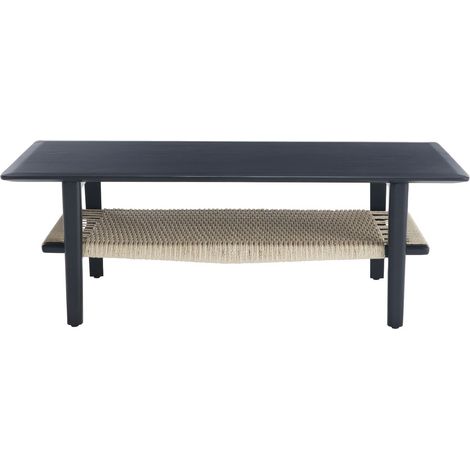 Wahson Beistelltische aus Holz, Couchtisch mit Ablagen, Beistelltisch für Wohnzimmer, Sofatisch mit Stauraum, Schwarz (1/5)