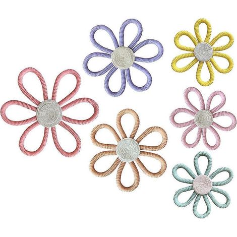 Décoration murale pour chambre d'enfant : fleurs colorées tissées, lot de 6 pièces. (1/4)