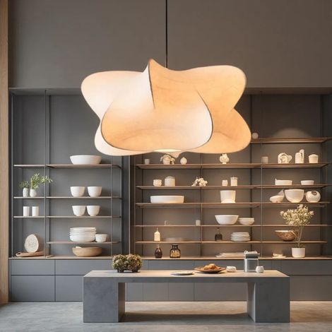 Lustre suspension en soie blanche Ø60 cm – Luminaire moderne pour décoration d’intérieur, salle à manger ou chambre, E27