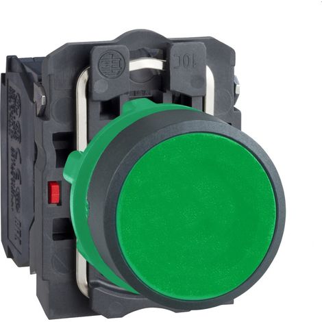 bouton poussoir - affleurant - 1 no + 1 nf - vert - complet - schneider xb5aa35 (1/3)