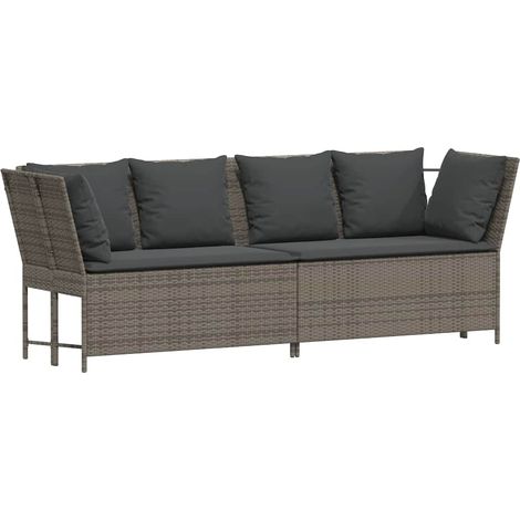 Maison Exclusive - Gartensofa mit Kissen Grau Poly Rattan
