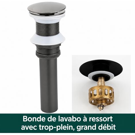 Bonde de lavabo cuivre gris pistolet grand clapet pop-up sans trop-plein 20 × 6 × 6 cm 400 g – Livraison gratuite (1/4)