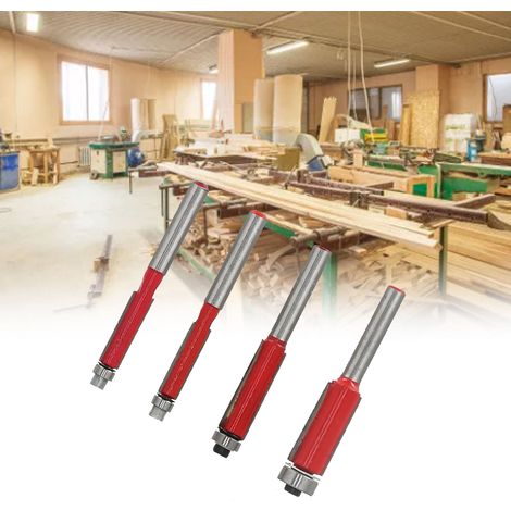 Ensemble de 4 Outils de Menuiserie pour Rabotage et Rainurage - Lames Droites avec Roulements - Parfait pour le Copiage et la Finition-KZQ (1/5)