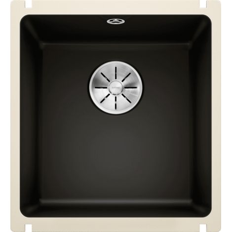 Évier en céramique Subline 375-U - Sous-meuble de 45 cm - 414 x 456 x 185 mm - Noir - Vidage manuel - Blanco (1/5)