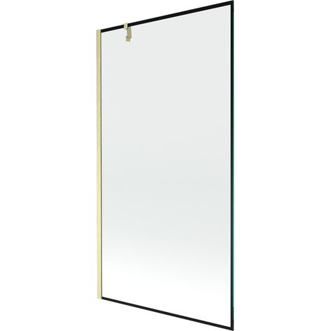 Mexen Next paratia per vasca da bagno 1-anta 100 x 150 cm, cornice nera, dorato spazzolato - 895-100-000-00-70-55 (1/5)
