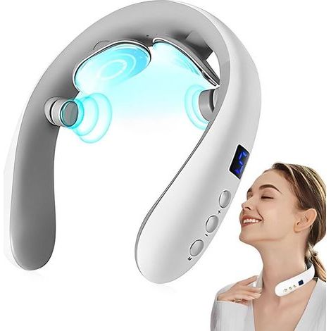 Masseur de nuque chauffant - Masseur de nuque à impulsions électriques - Masseur intelligent sans fil Nekology - Masseur de nuque électrique - Infrarouge - Masseur pour la nuque et les épaules - Blanc (1/5)