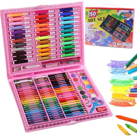 Coffret 150 pièces Fournitures d'art, crayons, feutres, pastels, peinture, boîte de rangement, enfants, adultes (1/5)